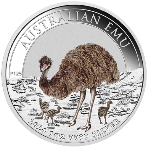 Dollar 2024 Austrália BU farbená 1 Oz Ag, Australian Emu 