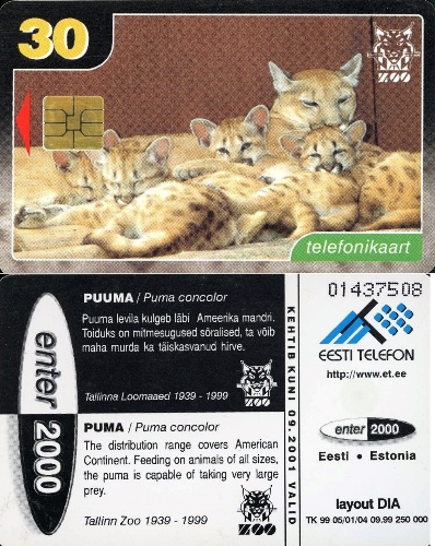 Tel.Karta, 1999 Estónsko, Eesti Telefon, Puma (09/99)