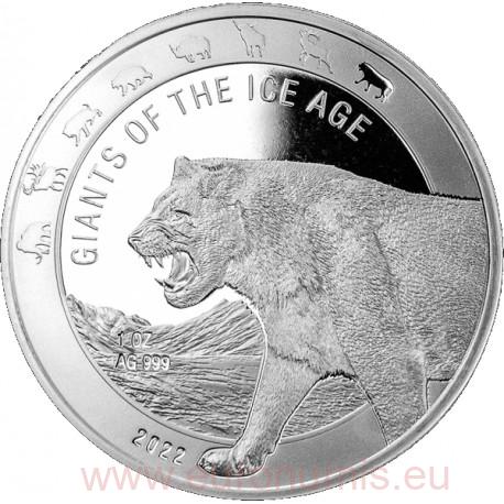 5 Cedis 2022 Ghana BU 1 Oz Ag, Cave Lion