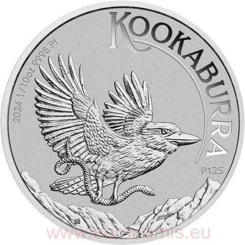 15 Dollars 2024 Austrália BU 1/10 Oz Pt, Australian Kookaburra