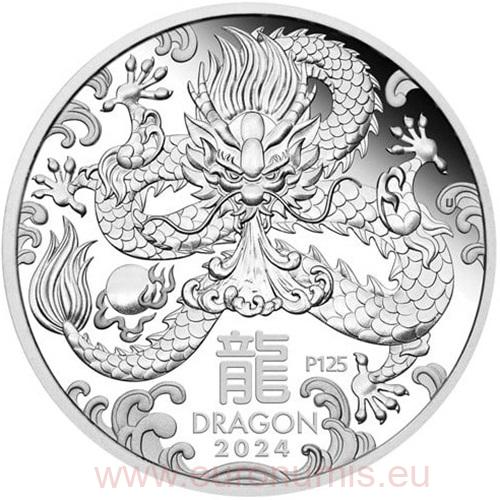 Dollar 2024 Austrália PROOF 1 Oz Ag Lunar III. - Year of the Dragon