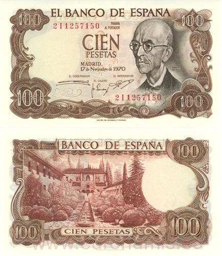 100 Pesetas 1970 Španielsko UNC