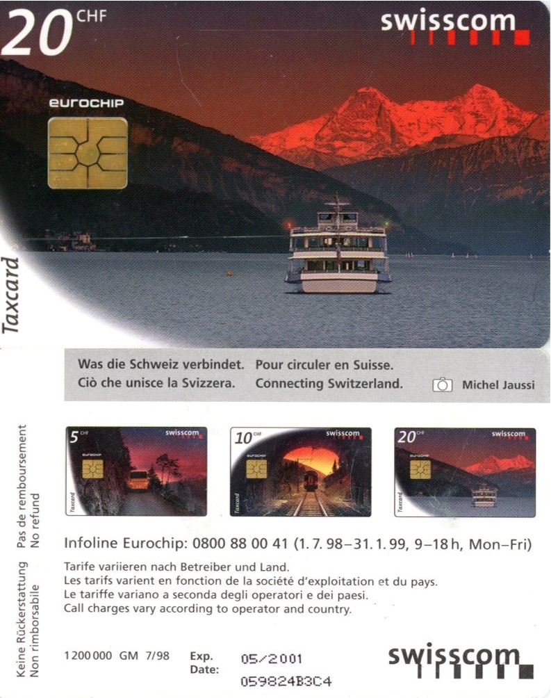 Tel.Karta, 1998 Švajčiarsko, swisscom, Connecting Switzerland 20 CHF - Ship