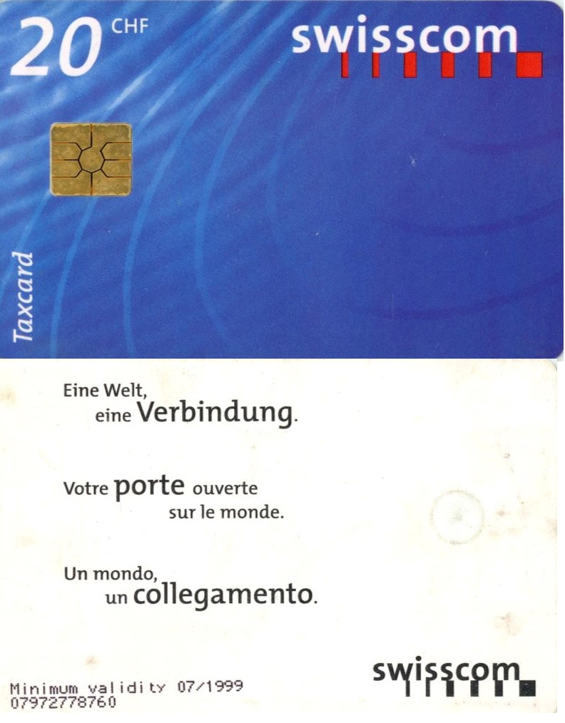 Tel.Karta, 1997 Švajčiarsko, swisscom, 20 CHF - Eine Welt