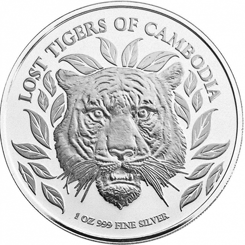 3000 Riels 2022 Kambodža BU 1 Oz Ag, Lost Tiger of Cambodia