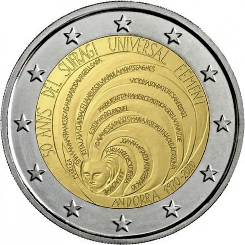 2 euro 2020 Andorra cc.UNC bez blistru volebné právo pre ženy