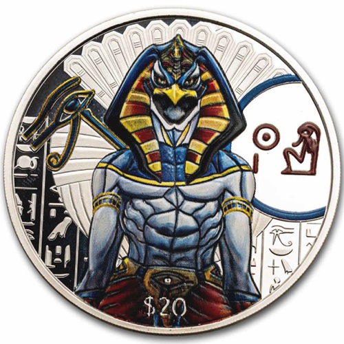 20 Dollars 2023 Sierra Leone PROOF farbená 2 Oz Ag, Egyptian Gods - Ra