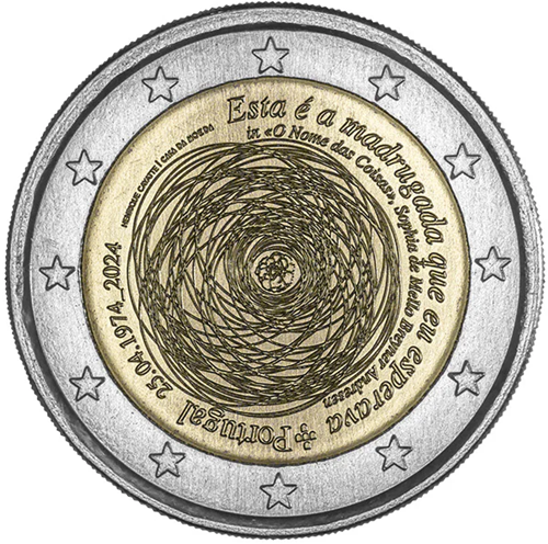 2 euro 2024 Portugalsko cc.UNC, revolúcia z 25. apríla 1974