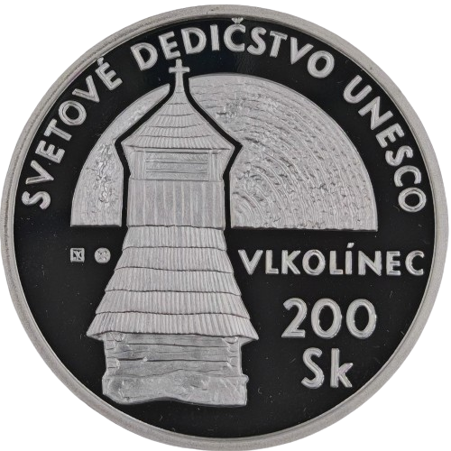 200 korún 2002 Slovensko PROOF,  UNESCO - Vlkolínec 