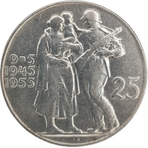 25 Koruna 1955 Československo, Oslobodenie Československa 