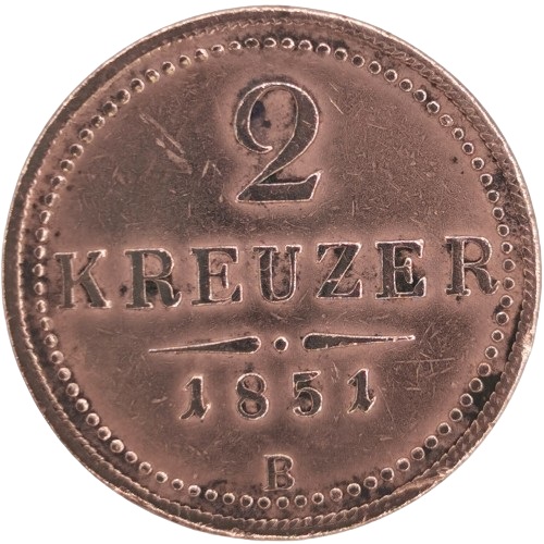 2 Kreuzer 1851 B Rakúsko Uhorsko