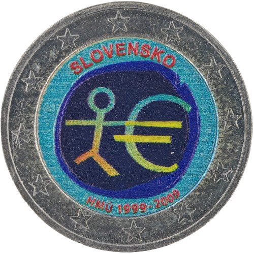 2 euro 2009 Slovensko cc.UNC farbená V1, Hospodárska a menová únia
