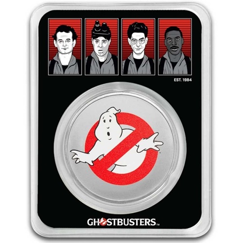 2 Dollars 2024 Niue BU karta farbená 1 Oz Ag, Ghostbusters - Logo