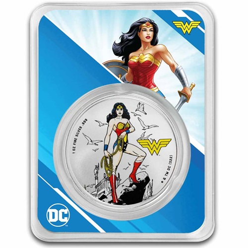 5 Dollars 2024 Samoa BU karta farbená 1 Oz Ag, DC Comics Wonder Woman