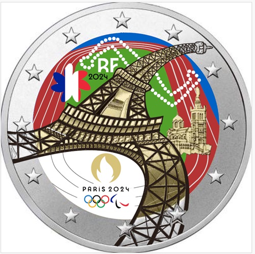 2 euro 2024 Francúzsko cc.UNC farbená, Olympijské a paralympijské hry