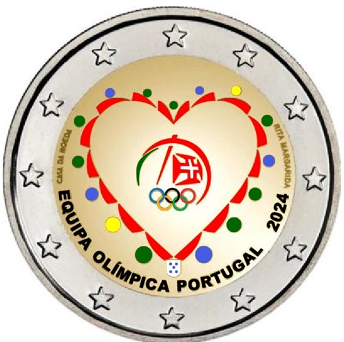 2 euro 2024 Portugalsko cc.UNC farbená, olympijské hry