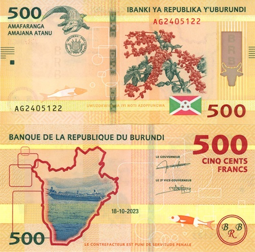 500 Francs 2023 Burundi UNC séria AG