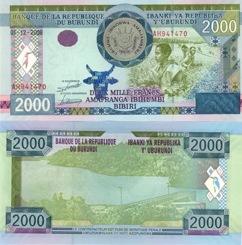 2000 Francs 2008 Burundi UNC séria AH