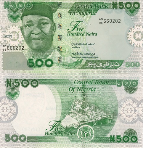 500 Naira 2023 Nigéria UNC séria AD/85