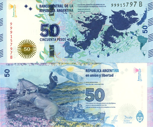 50 Pesos 2015 Argentína UNC séria B (Falklandy)