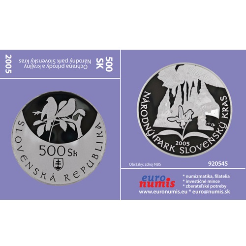 Papierový prebal na 500 korún 2005 Slovensko PROOF, Slovenský Kras