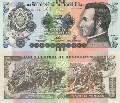 5 Lempiras 2019 Honduras UNC séria BZ