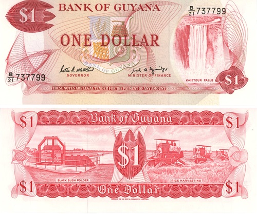 1 Dollar 1989 Guyana UNC séria B/21