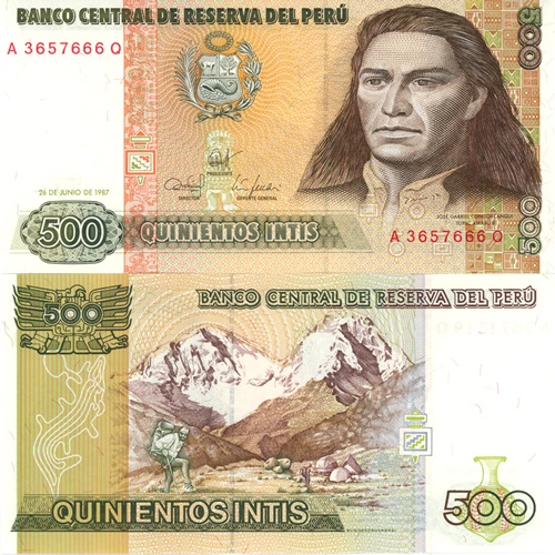 500 Intis 1987 Peru UNC séria A*Q