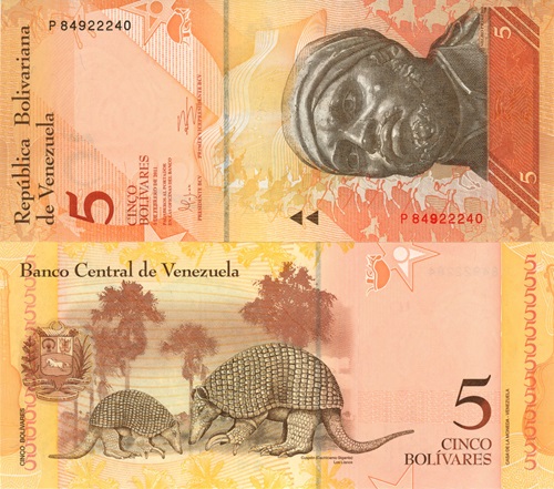 5 Bolívares 2011 Venezuela UNC séria P