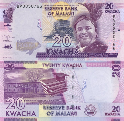 20 Kwacha 2019 Malawi UNC séria BV