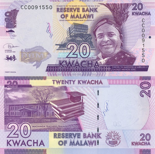 20 Kwacha 2020 Malawi UNC séria CC