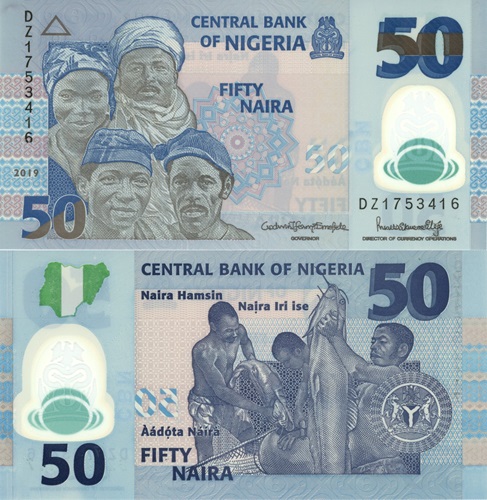 50 Naira 2019 Nigéria UNC séria DZ REPLACEMENT