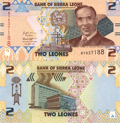 2 Leones 2022 Sierra Leone UNC séria BY