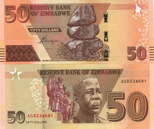 50 Dollars 2020 Zimbabwe UNC séria AG