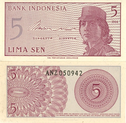 5 Sen 1964 Indonézia UNC séria ANZ