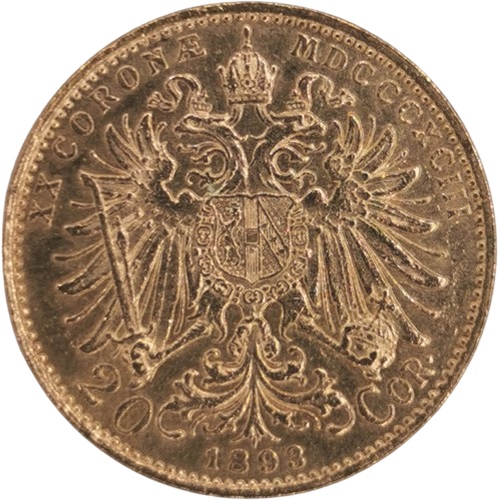 20 Koruna 1893 Rakúsko Uhorsko, František Jozef I. 