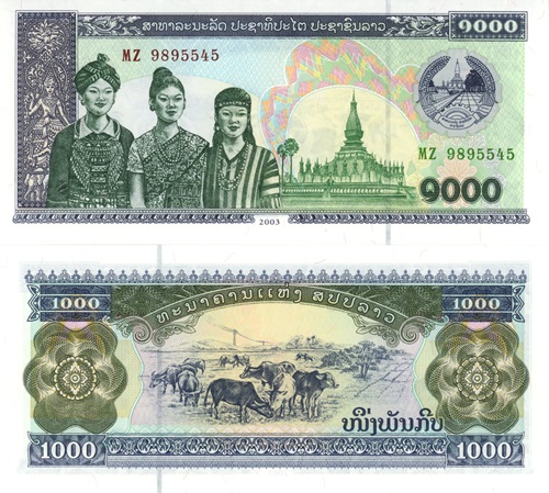 1000 Kip 2003 Laos UNC séria MZ