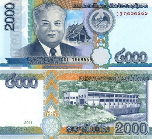 2000 Kip 2011 Laos UNC séria DD