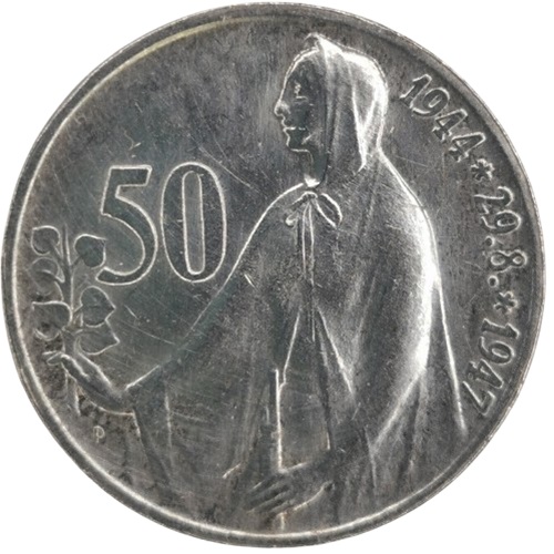 50 Koruna 1947 Československo, 3. výročie SNP