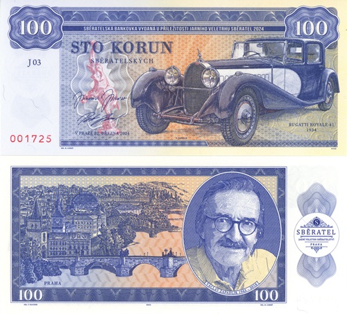 100 Korún 2024 UNC Zapadlík, Bugatti Royale 41 séria J03