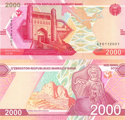 2000 Sum 2021 Uzbekistan UNC séria CY