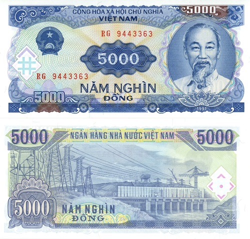 5000 Dong 1991 Vietnam UNC séria RG