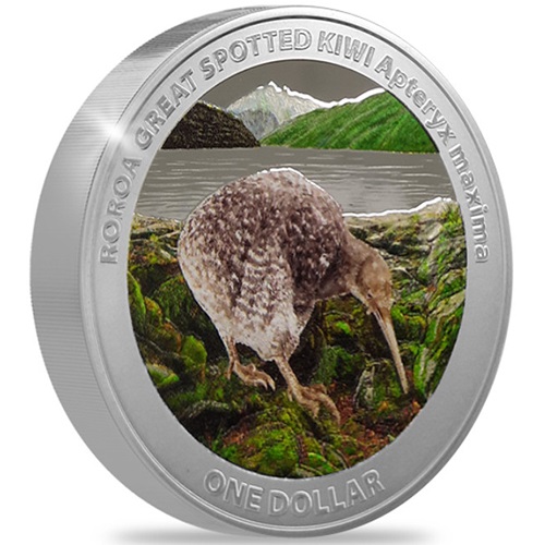 Dollar 2024 Nový Zéland PROOF farbená 1 Oz Ag, Kiwi 