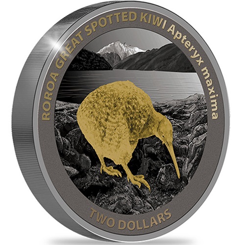 2 Dollars 2024 Nový Zéland PROOF Gilded High Relief 2 Oz Ag, Kiwi 