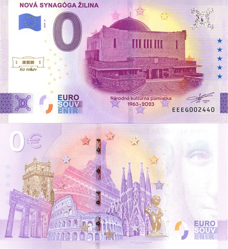 0 euro suvenír 2024/6 Slovensko UNC Nová synagóga Žilina (zlatá prítlač)