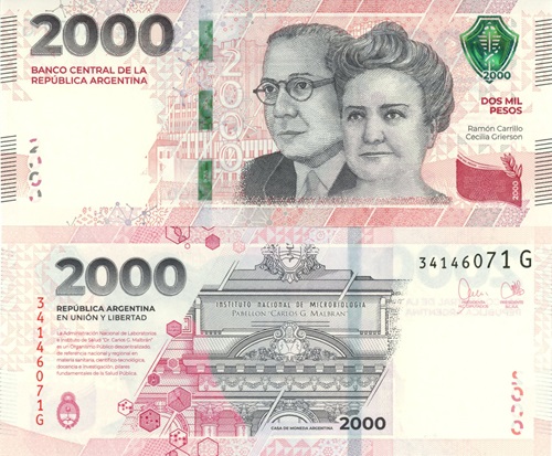 2000 Pesos 2023  Argentína UNC séria G