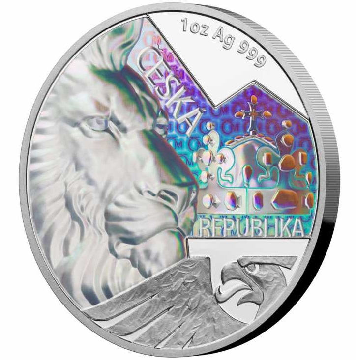 2 Dollars 2023 Niue PROOF Hologram 1 Oz Ag, Český lev