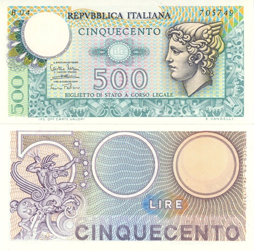 500 Lire 1974 Taliansko UNC séria B04