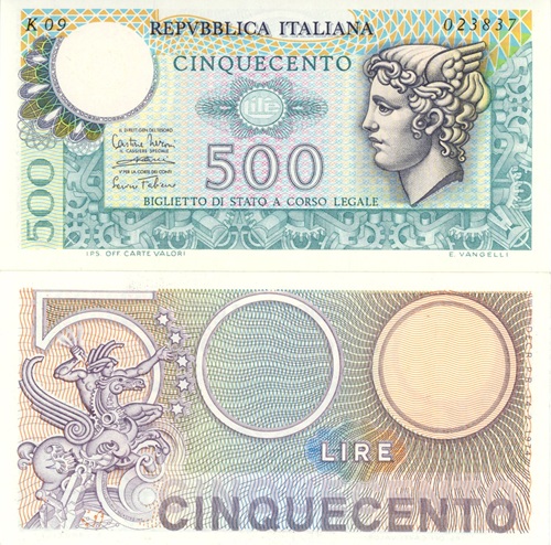 500 Lire 1974 Taliansko UNC séria K09