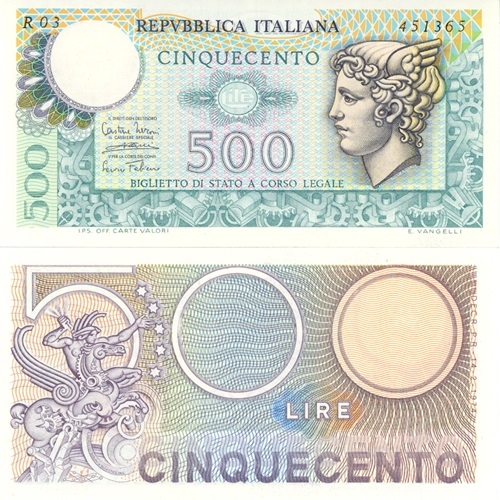 500 Lire 1974 Taliansko UNC séria R03